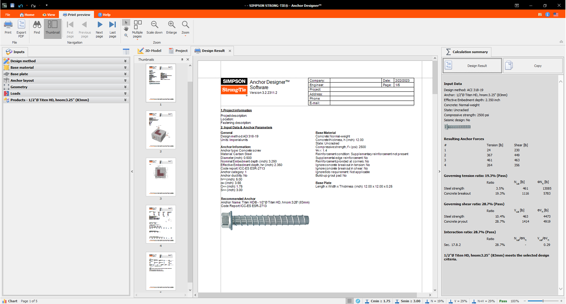Anchor Designer software screenshot 1