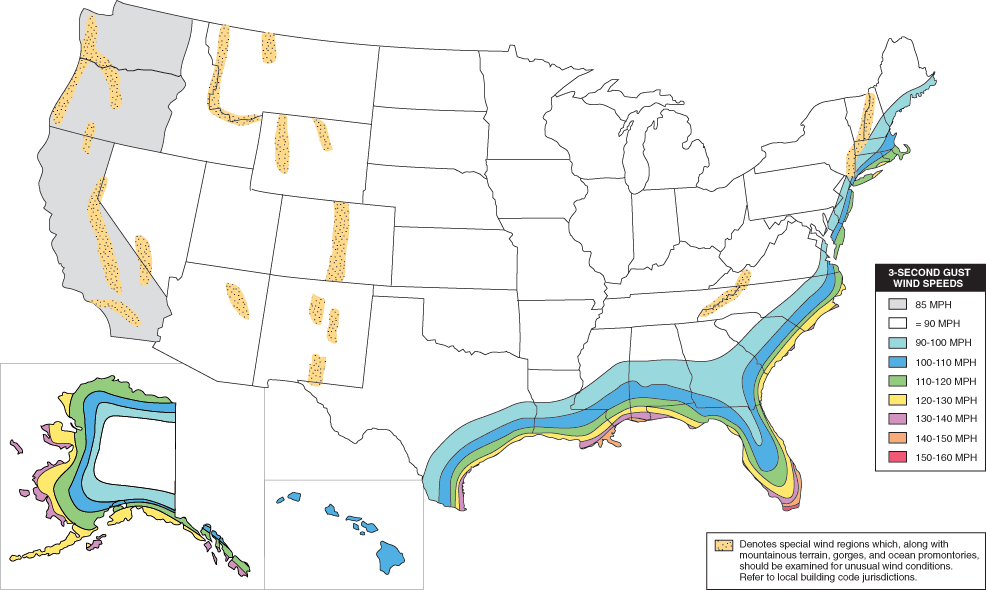 Basic Wind Speed Map: For reference only. Contact your local Building